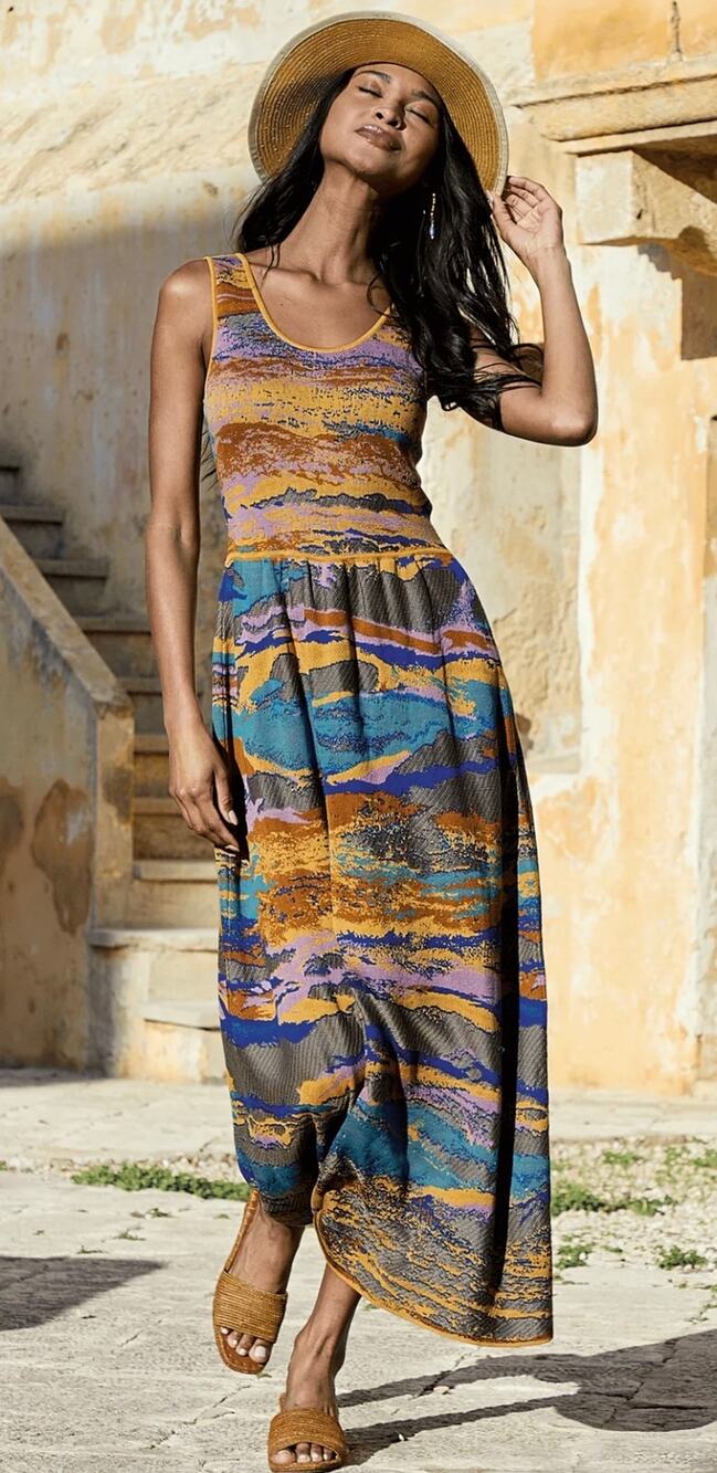 Peruvian Connection Coastal Maxi-Dress Scoop Neck Sleeveless size XS